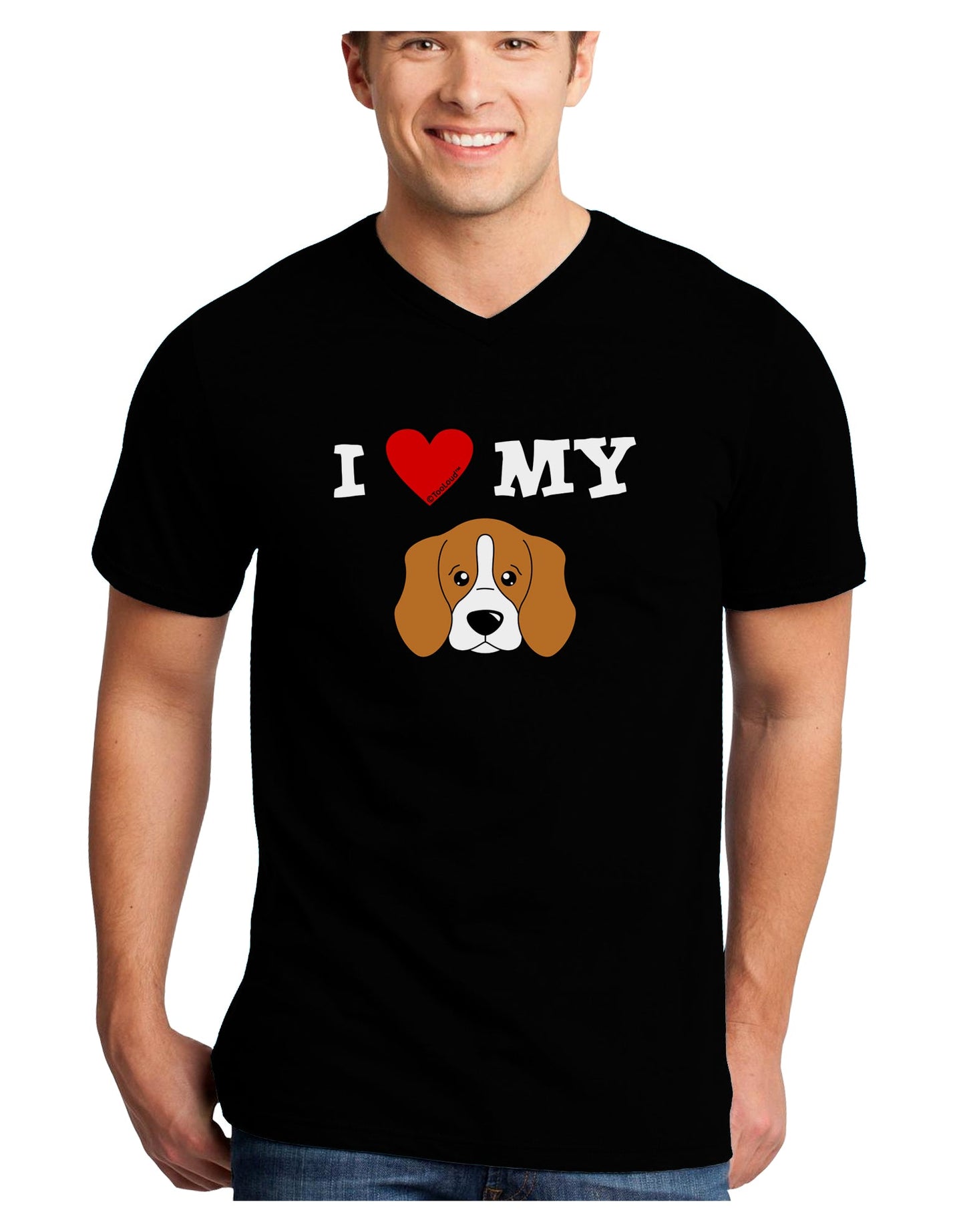 I Heart My - Cute Beagle Dog Adult Dark V-Neck T-Shirt by TooLoud-Mens V-Neck T-Shirt-TooLoud-Black-Small-Davson Sales
