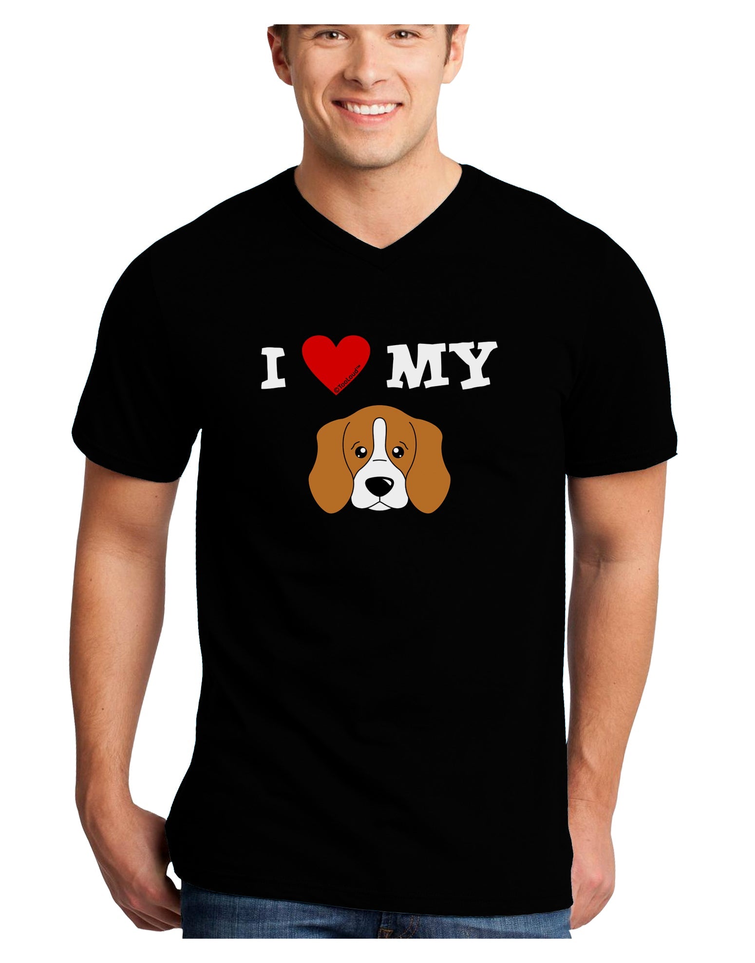 I Heart My - Cute Beagle Dog Adult Dark V-Neck T-Shirt by TooLoud-Mens V-Neck T-Shirt-TooLoud-Black-Small-Davson Sales