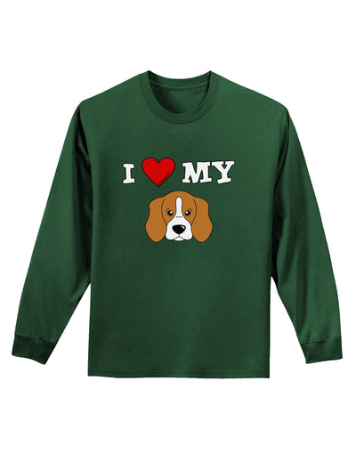 I Heart My - Cute Beagle Dog Adult Long Sleeve Dark T-Shirt by TooLoud-TooLoud-Dark-Green-Small-Davson Sales