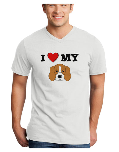 I Heart My - Cute Beagle Dog Adult V-Neck T-shirt by TooLoud-Mens V-Neck T-Shirt-TooLoud-White-Small-Davson Sales