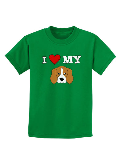 I Heart My - Cute Beagle Dog Childrens Dark T-Shirt by TooLoud-Childrens T-Shirt-TooLoud-Kelly-Green-X-Small-Davson Sales