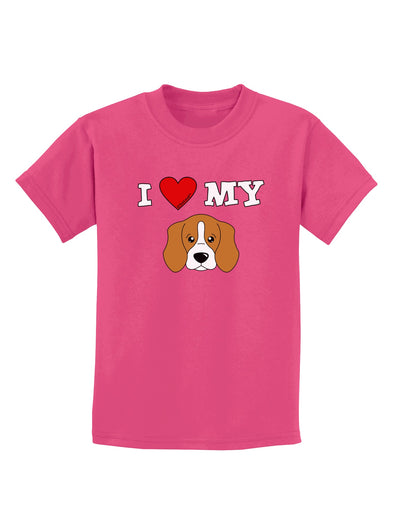 I Heart My - Cute Beagle Dog Childrens Dark T-Shirt by TooLoud-Childrens T-Shirt-TooLoud-Sangria-X-Small-Davson Sales