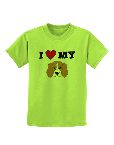 I Heart My - Cute Beagle Dog Childrens T-Shirt by TooLoud-Childrens T-Shirt-TooLoud-Lime-Green-X-Small-Davson Sales