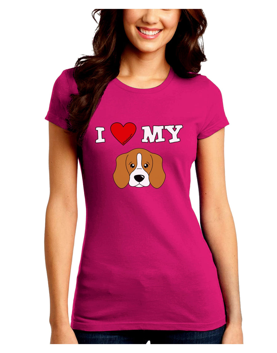 I Heart My - Cute Beagle Dog Juniors Crew Dark T-Shirt by TooLoud-T-Shirts Juniors Tops-TooLoud-Black-Juniors Fitted Small-Davson Sales