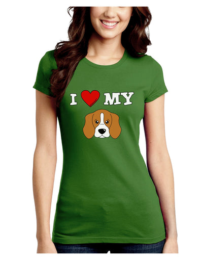 I Heart My - Cute Beagle Dog Juniors Crew Dark T-Shirt by TooLoud-T-Shirts Juniors Tops-TooLoud-Kiwi-Green-Juniors Fitted X-Small-Davson Sales