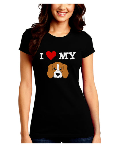 I Heart My - Cute Beagle Dog Juniors Crew Dark T-Shirt by TooLoud-T-Shirts Juniors Tops-TooLoud-Black-Juniors Fitted Small-Davson Sales