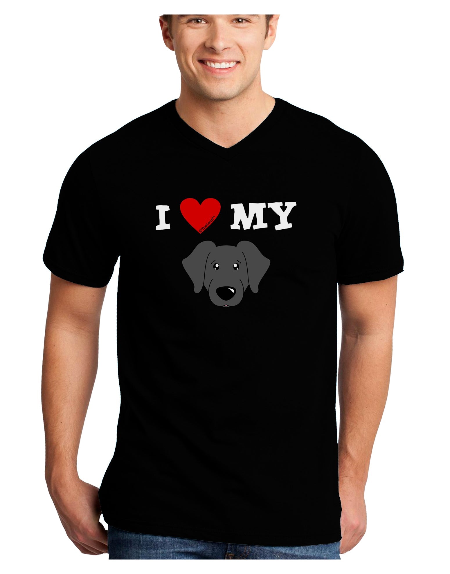 I Heart My - Cute Black Labrador Retriever Dog Adult Dark V-Neck T-Shirt by TooLoud-Mens V-Neck T-Shirt-TooLoud-Black-Small-Davson Sales