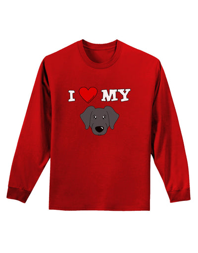 I Heart My - Cute Black Labrador Retriever Dog Adult Long Sleeve Dark T-Shirt by TooLoud-TooLoud-Red-Small-Davson Sales