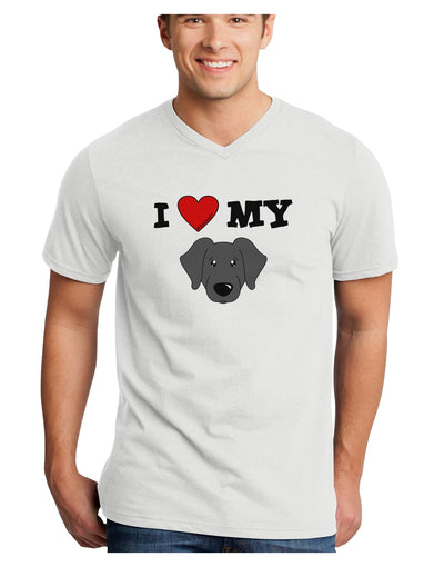 I Heart My - Cute Black Labrador Retriever Dog Adult V-Neck T-shirt by TooLoud-Mens V-Neck T-Shirt-TooLoud-White-Small-Davson Sales