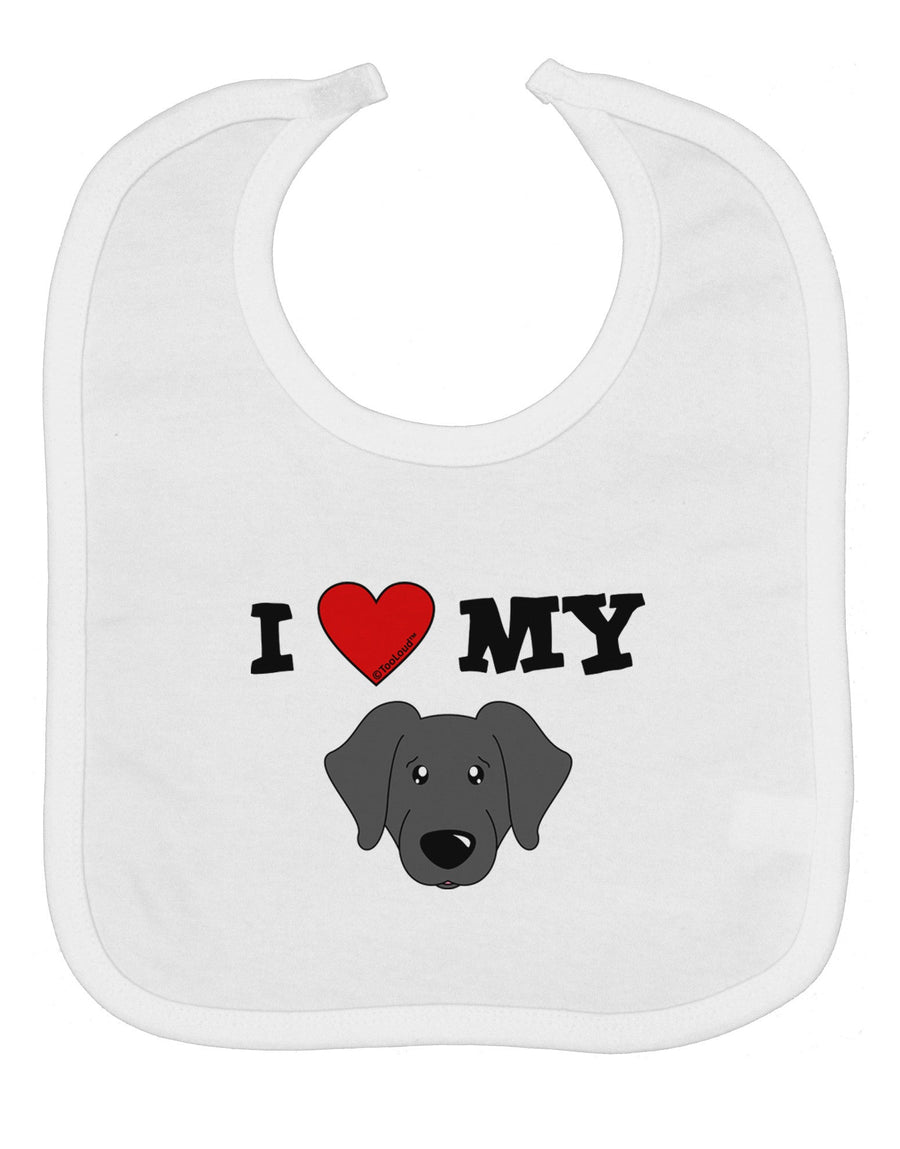 I Heart My - Cute Black Labrador Retriever Dog Baby Bib by TooLoud