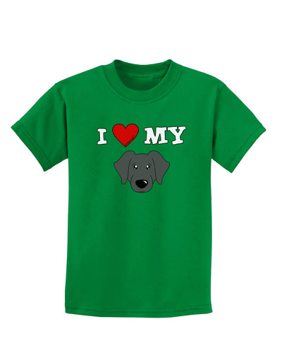 I Heart My - Cute Black Labrador Retriever Dog Childrens Dark T-Shirt by TooLoud-Childrens T-Shirt-TooLoud-Kelly-Green-X-Small-Davson Sales