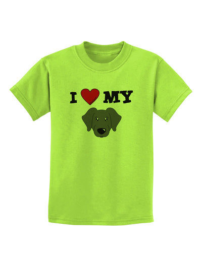 I Heart My - Cute Black Labrador Retriever Dog Childrens T-Shirt by TooLoud-Childrens T-Shirt-TooLoud-Lime-Green-X-Small-Davson Sales