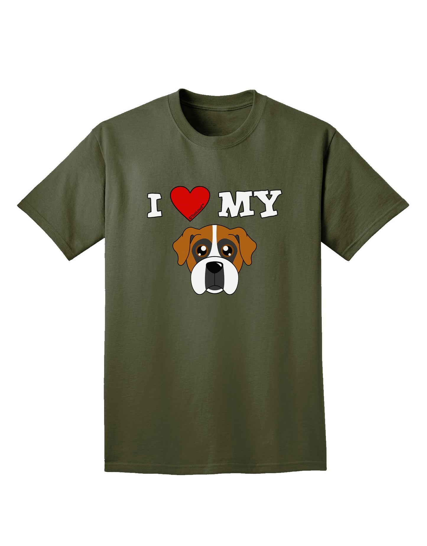 I Heart My - Cute Boxer Dog Adult Dark T-Shirt by TooLoud-Mens T-Shirt-TooLoud-Military-Green-Small-Davson Sales