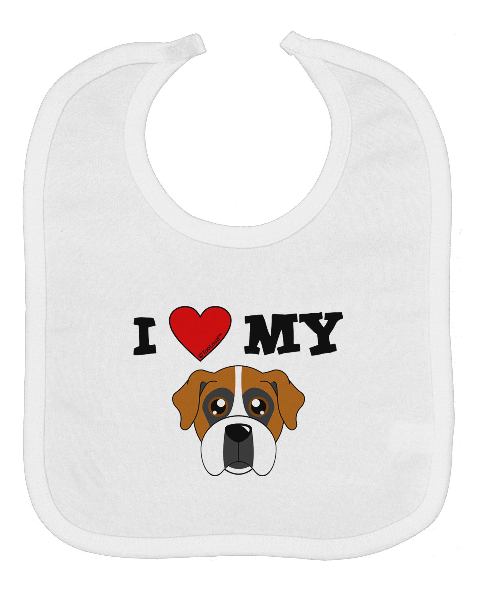 I Heart My - Cute Boxer Dog Baby Bib by TooLoud