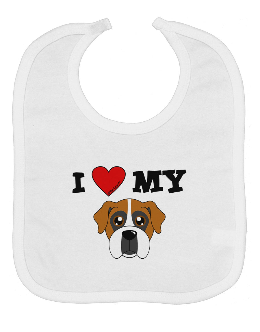 I Heart My - Cute Boxer Dog Baby Bib by TooLoud