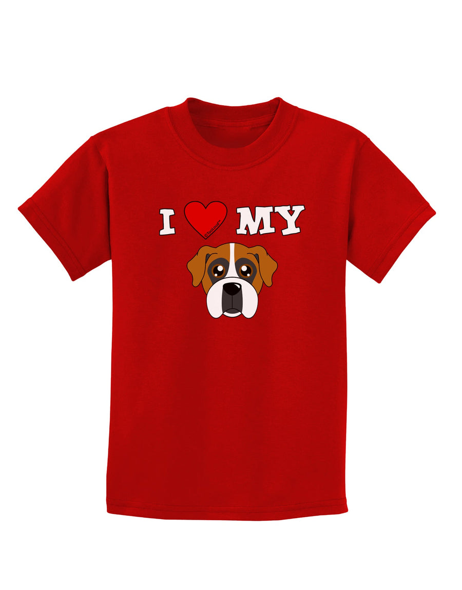 I Heart My - Cute Boxer Dog Childrens Dark T-Shirt by TooLoud-Childrens T-Shirt-TooLoud-Black-X-Small-Davson Sales