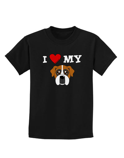 I Heart My - Cute Boxer Dog Childrens Dark T-Shirt by TooLoud