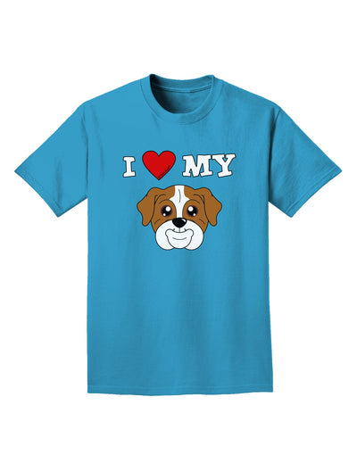 I Heart My - Cute Bulldog - Red Adult Dark T-Shirt by TooLoud-Mens T-Shirt-TooLoud-Turquoise-Small-Davson Sales