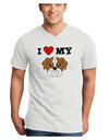 I Heart My - Cute Bulldog - Red Adult V-Neck T-shirt by TooLoud-Mens V-Neck T-Shirt-TooLoud-White-Small-Davson Sales