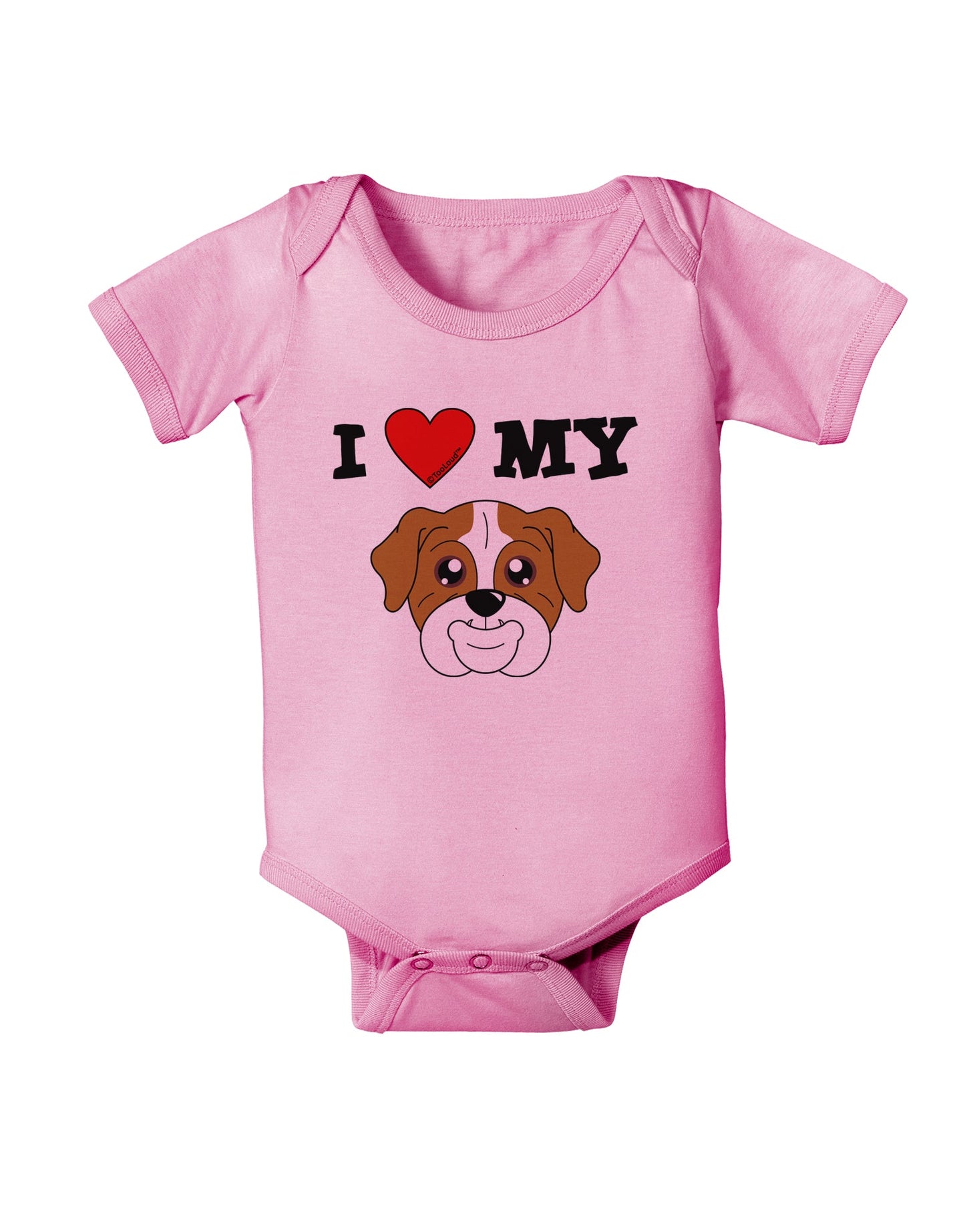 I Heart My - Cute Bulldog - Red Baby Romper Bodysuit by TooLoud-Baby Romper-TooLoud-Light-Pink-06-Months-Davson Sales