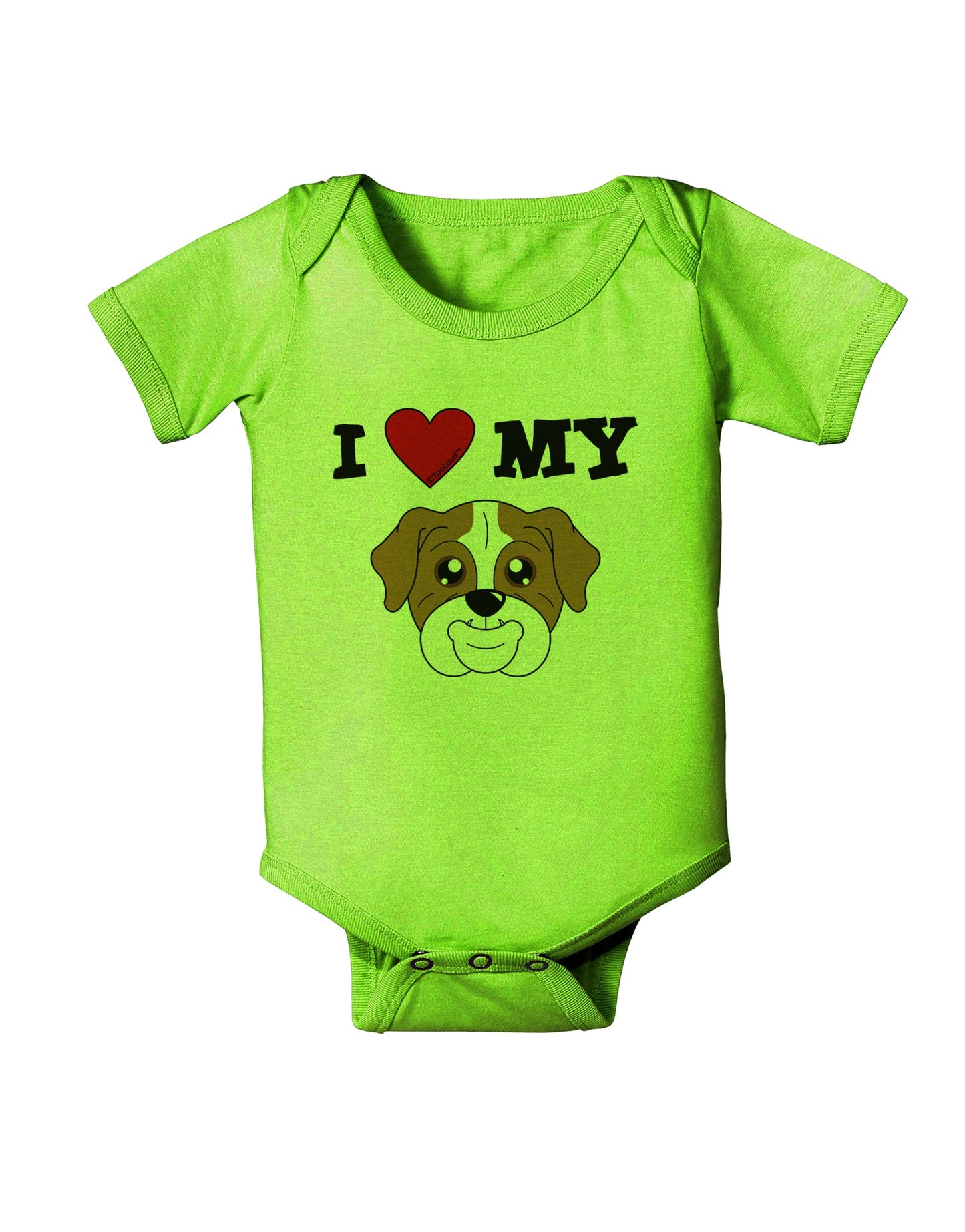 I Heart My - Cute Bulldog - Red Baby Romper Bodysuit by TooLoud-Baby Romper-TooLoud-Lime-Green-06-Months-Davson Sales