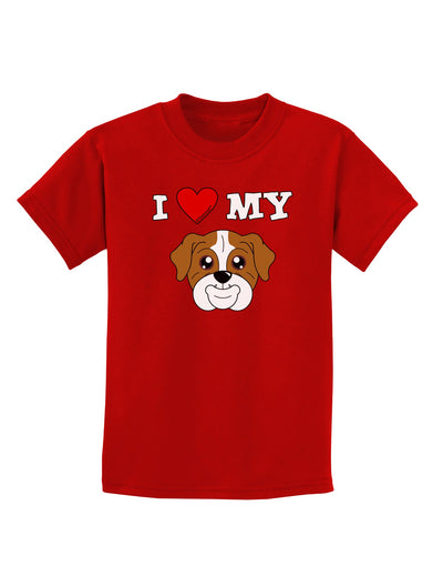 I Heart My - Cute Bulldog - Red Childrens Dark T-Shirt by TooLoud-Childrens T-Shirt-TooLoud-Red-X-Small-Davson Sales