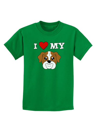 I Heart My - Cute Bulldog - Red Childrens Dark T-Shirt by TooLoud-Childrens T-Shirt-TooLoud-Kelly-Green-X-Small-Davson Sales