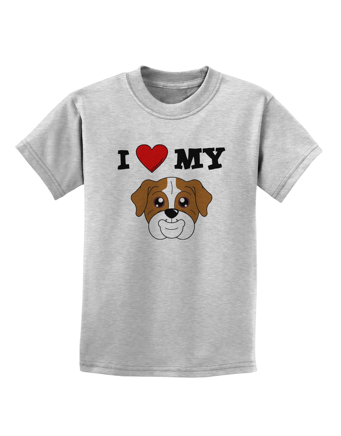 I Heart My - Cute Bulldog - Red Childrens T-Shirt by TooLoud-Childrens T-Shirt-TooLoud-AshGray-X-Small-Davson Sales