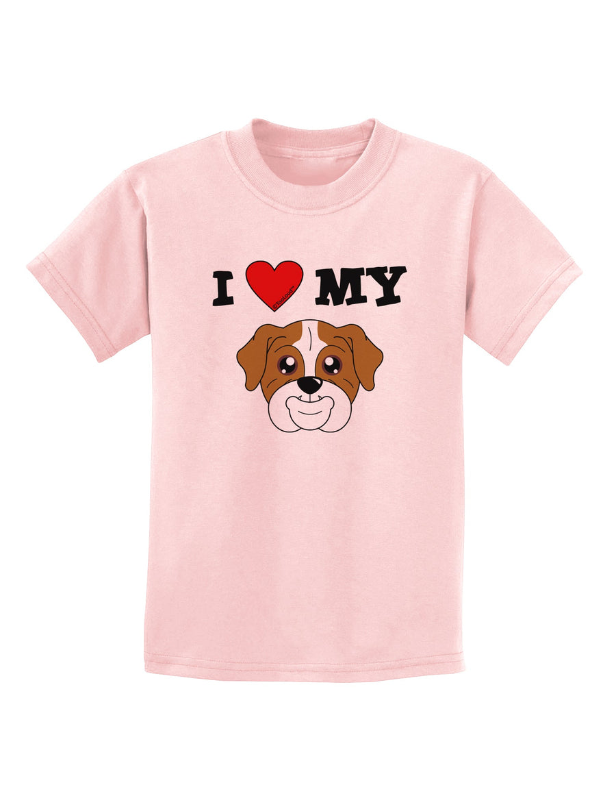 I Heart My - Cute Bulldog - Red Childrens T-Shirt by TooLoud-Childrens T-Shirt-TooLoud-White-X-Small-Davson Sales