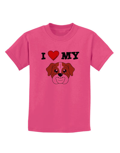 I Heart My - Cute Bulldog - Red Childrens T-Shirt by TooLoud-Childrens T-Shirt-TooLoud-Sangria-X-Small-Davson Sales