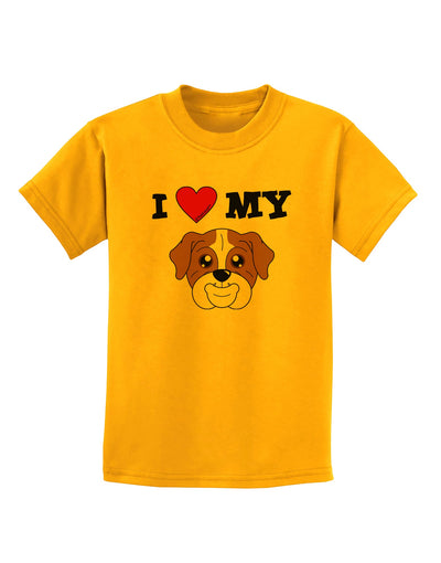 I Heart My - Cute Bulldog - Red Childrens T-Shirt by TooLoud-Childrens T-Shirt-TooLoud-Gold-X-Small-Davson Sales