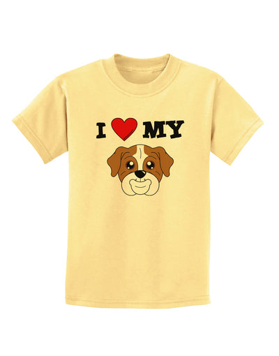 I Heart My - Cute Bulldog - Red Childrens T-Shirt by TooLoud-Childrens T-Shirt-TooLoud-Daffodil-Yellow-X-Small-Davson Sales