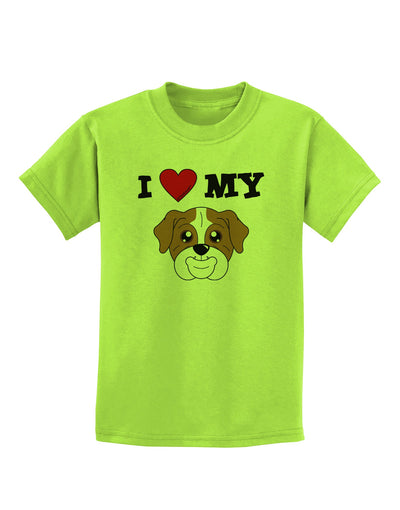 I Heart My - Cute Bulldog - Red Childrens T-Shirt by TooLoud-Childrens T-Shirt-TooLoud-Lime-Green-X-Small-Davson Sales