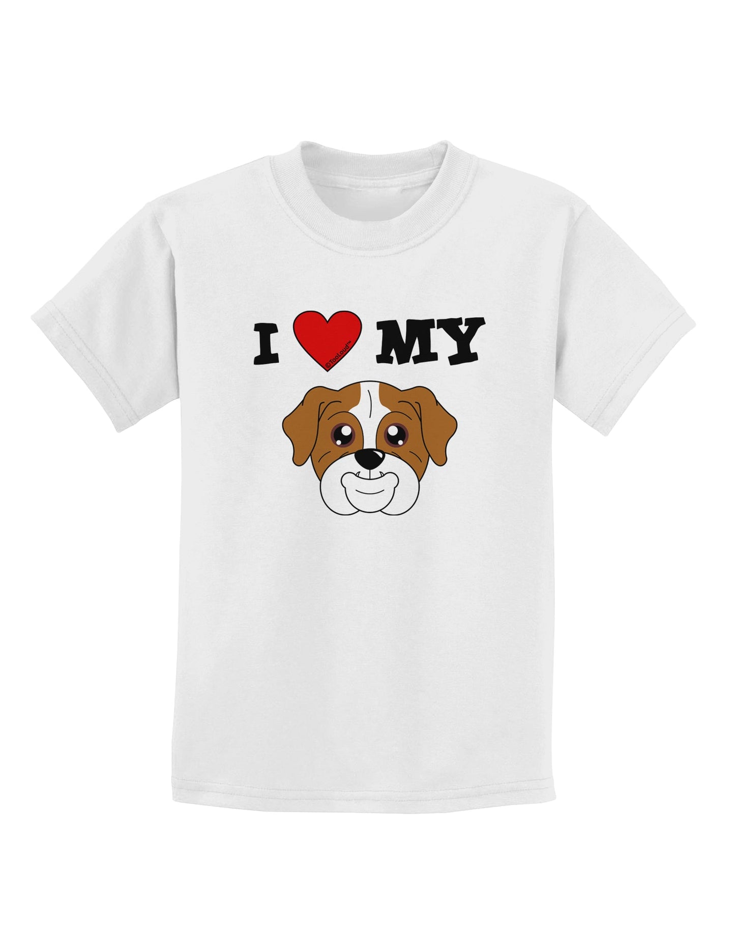I Heart My - Cute Bulldog - Red Childrens T-Shirt by TooLoud-Childrens T-Shirt-TooLoud-White-X-Small-Davson Sales