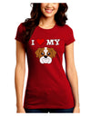 I Heart My - Cute Bulldog - Red Juniors Crew Dark T-Shirt by TooLoud-T-Shirts Juniors Tops-TooLoud-Red-Juniors Fitted Small-Davson Sales