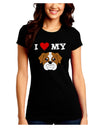 I Heart My - Cute Bulldog - Red Juniors Crew Dark T-Shirt by TooLoud-T-Shirts Juniors Tops-TooLoud-Black-Juniors Fitted Small-Davson Sales