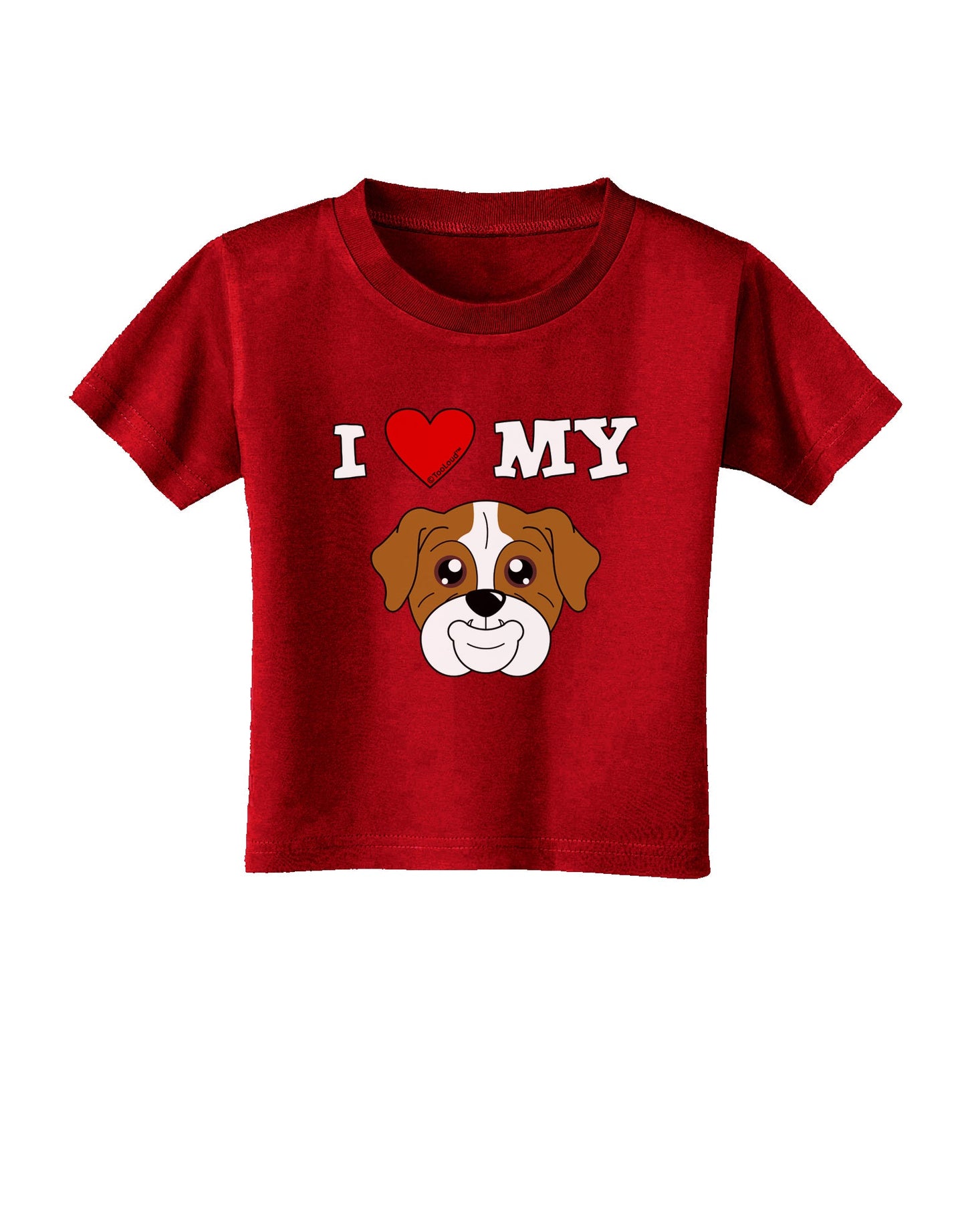 I Heart My - Cute Bulldog - Red Toddler T-Shirt Dark by TooLoud-Toddler T-Shirt-TooLoud-Red-2T-Davson Sales