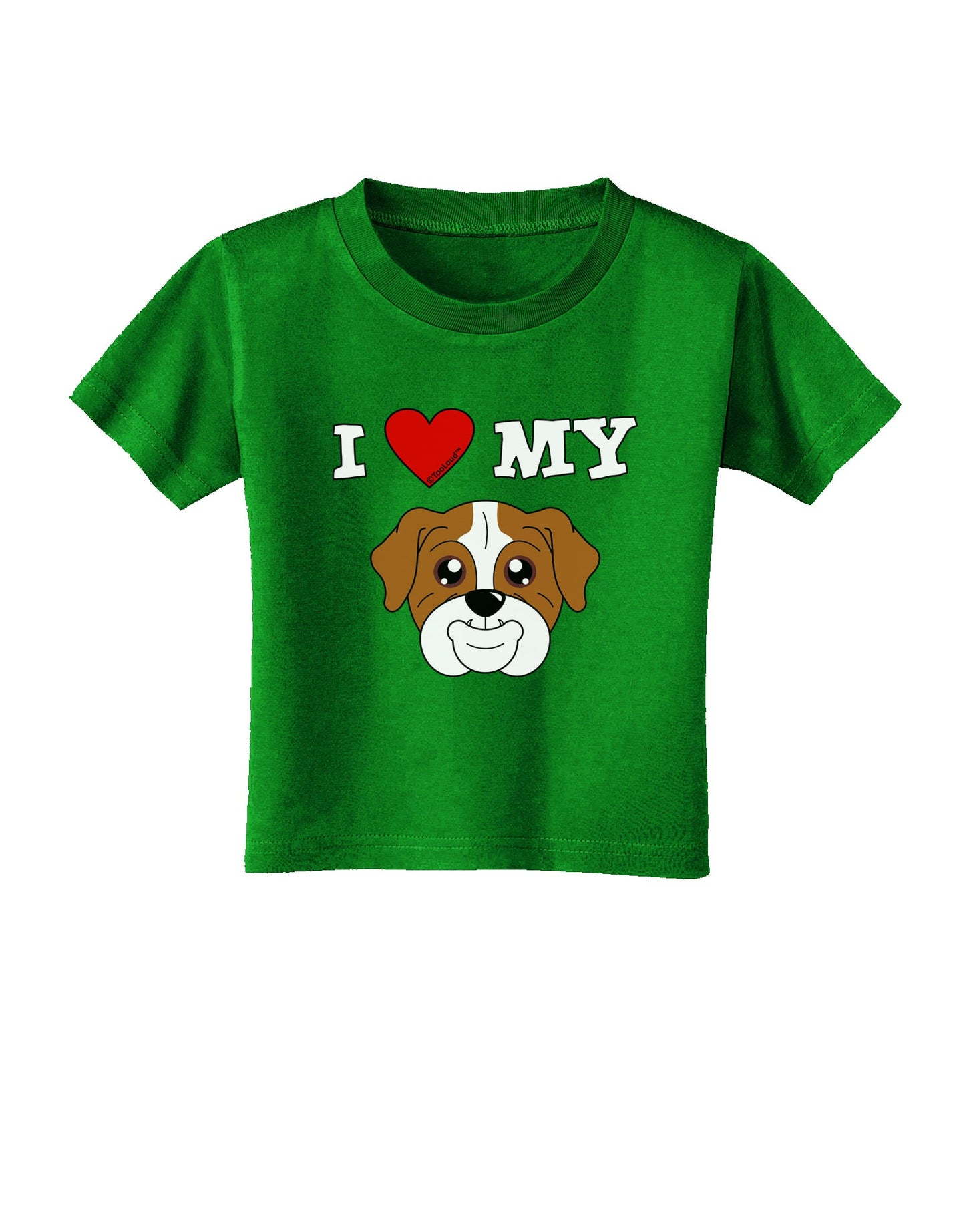 I Heart My - Cute Bulldog - Red Toddler T-Shirt Dark by TooLoud-Toddler T-Shirt-TooLoud-Clover-Green-2T-Davson Sales