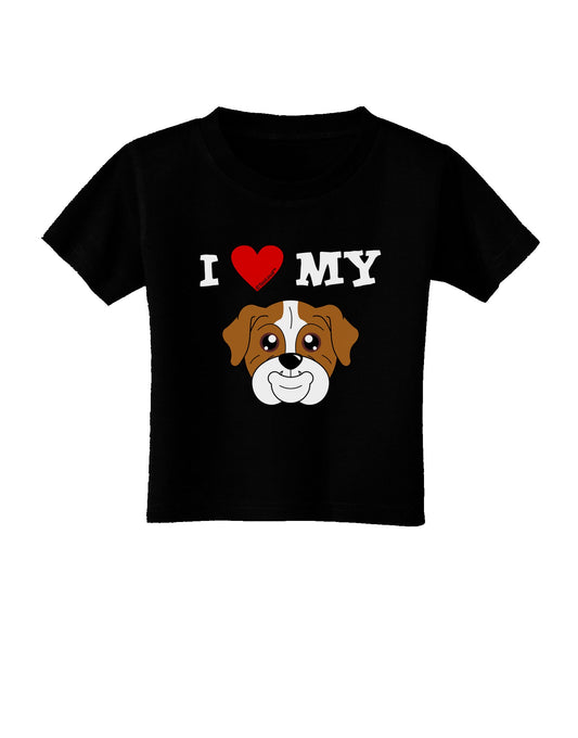 I Heart My - Cute Bulldog - Red Toddler T-Shirt Dark by TooLoud-Toddler T-Shirt-TooLoud-Black-2T-Davson Sales