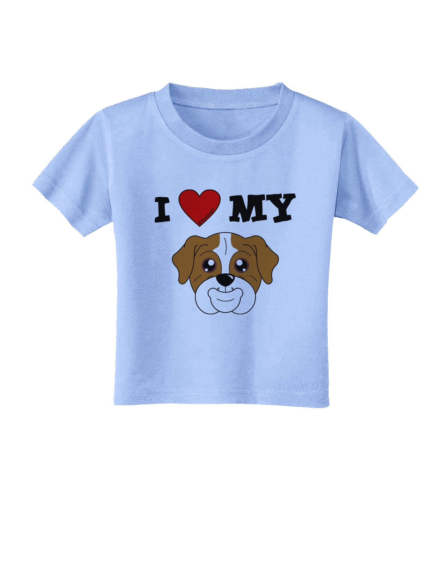 I Heart My - Cute Bulldog - Red Toddler T-Shirt by TooLoud-Toddler T-Shirt-TooLoud-Aquatic-Blue-2T-Davson Sales