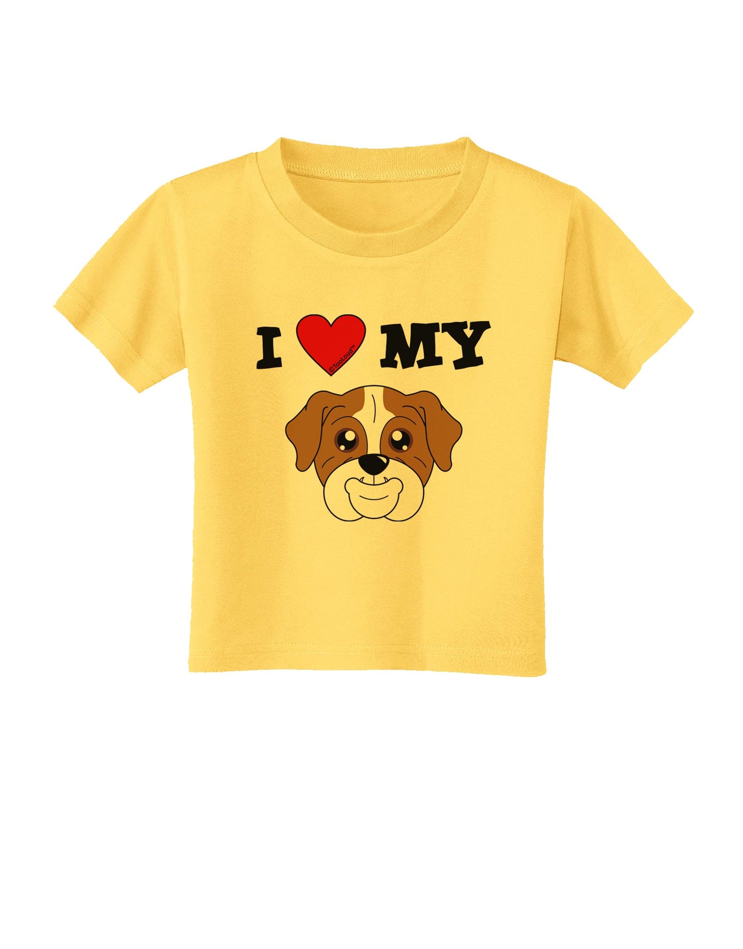 I Heart My - Cute Bulldog - Red Toddler T-Shirt by TooLoud-Toddler T-Shirt-TooLoud-Yellow-2T-Davson Sales