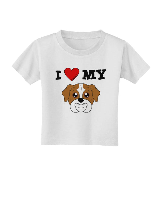 I Heart My - Cute Bulldog - Red Toddler T-Shirt by TooLoud-Toddler T-Shirt-TooLoud-White-2T-Davson Sales