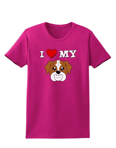 I Heart My - Cute Bulldog - Red Womens Dark T-Shirt by TooLoud-Womens T-Shirt-TooLoud-Hot-Pink-Small-Davson Sales