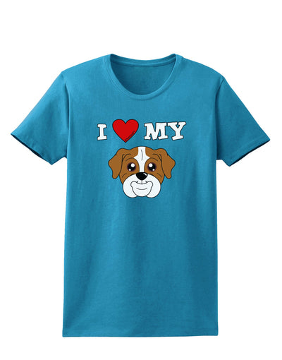 I Heart My - Cute Bulldog - Red Womens Dark T-Shirt by TooLoud-Womens T-Shirt-TooLoud-Turquoise-X-Small-Davson Sales