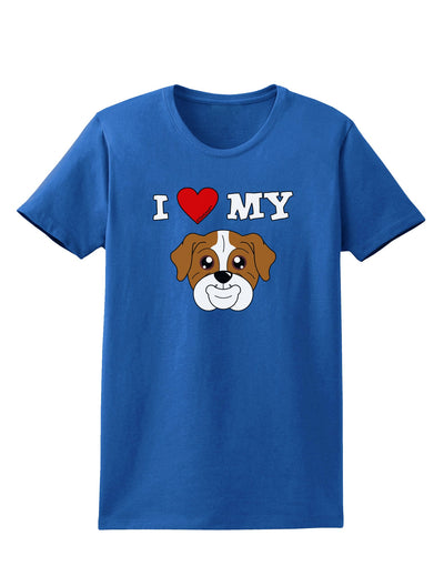 I Heart My - Cute Bulldog - Red Womens Dark T-Shirt by TooLoud-Womens T-Shirt-TooLoud-Royal-Blue-X-Small-Davson Sales