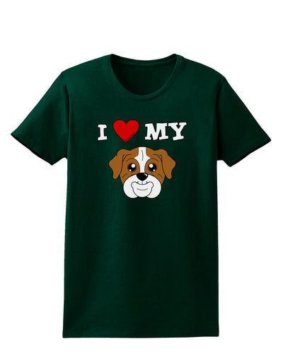 I Heart My - Cute Bulldog - Red Womens Dark T-Shirt by TooLoud-Womens T-Shirt-TooLoud-Forest-Green-Small-Davson Sales