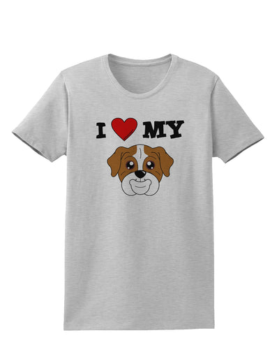 I Heart My - Cute Bulldog - Red Womens T-Shirt by TooLoud-Womens T-Shirt-TooLoud-AshGray-X-Small-Davson Sales