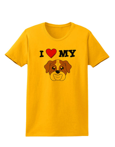 I Heart My - Cute Bulldog - Red Womens T-Shirt by TooLoud-Womens T-Shirt-TooLoud-Gold-X-Small-Davson Sales