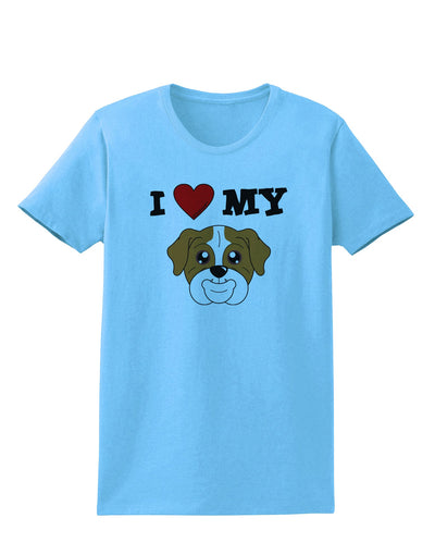 I Heart My - Cute Bulldog - Red Womens T-Shirt by TooLoud-Womens T-Shirt-TooLoud-Aquatic-Blue-X-Small-Davson Sales