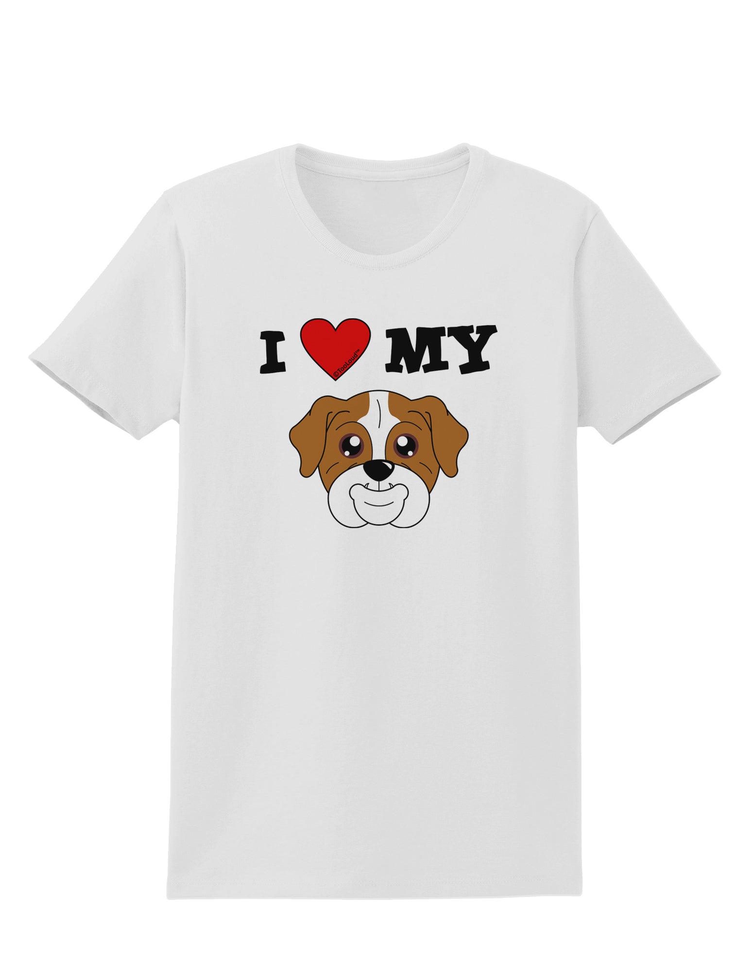 I Heart My - Cute Bulldog - Red Womens T-Shirt by TooLoud-Womens T-Shirt-TooLoud-White-X-Small-Davson Sales